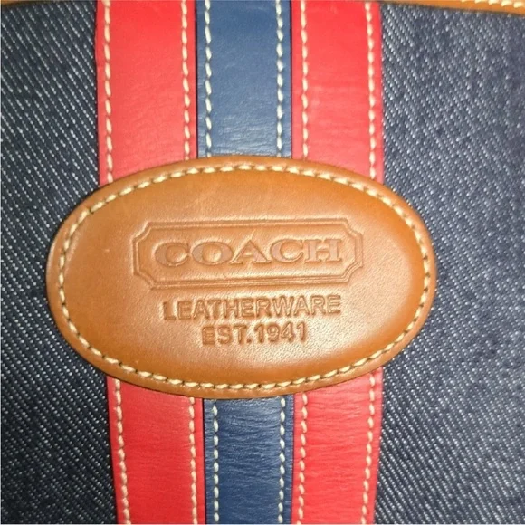 Coach Denim Weekender Tote Bag Cherry Coke lining Vintage Y2K C04K-5436 RARE - Picture 5 of 16